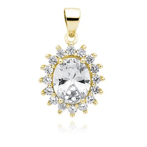 Pandantiv argint placat cu aur galben cu pietre DiAmanti Z0685C1G_W-DIA (Argint 925‰ 3,2 g.)